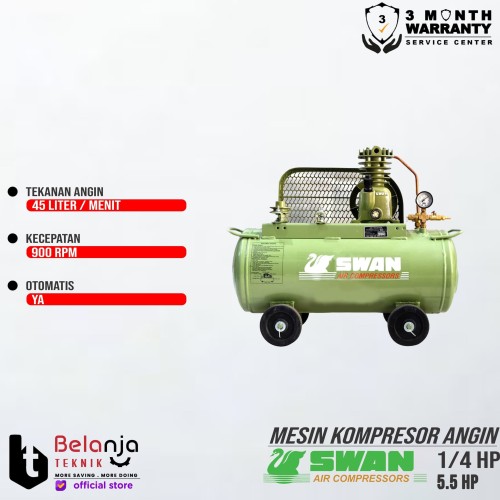 Swan 0.25 hp UNLOADER AIR COMPRESSOR - KOMPRESOR ANGIN & ENGINE 5.5HP