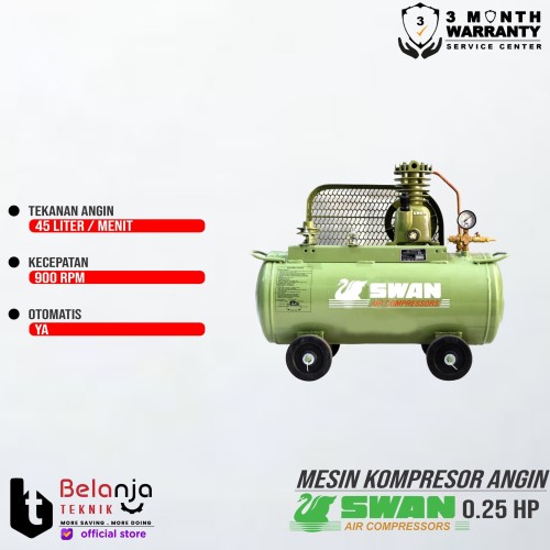 Swan 0.25 HP - AIR COMPRESSOR (TANPA MESIN PENGGERAK)