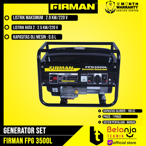 Genset Firman 2800 Watt 3500 VA FPG 3500 L Generator Set