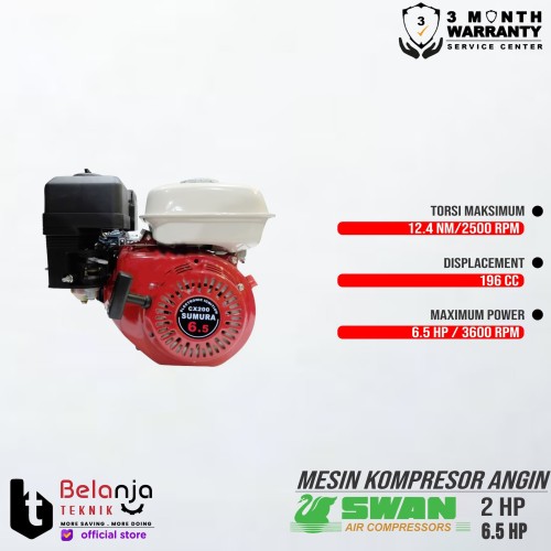 Swan Air Compressor 2 HP dan Engine Bensin EX-China GX 200