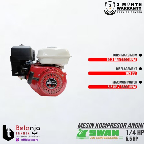 Swan 0.25 hp UNLOADER AIR COMPRESSOR - KOMPRESOR ANGIN & ENGINE 5.5HP