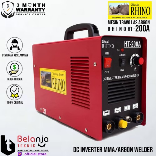 Mesin Las Trafo Argon Rhino HT200A DC Inverter Welder HT 200 A Travo