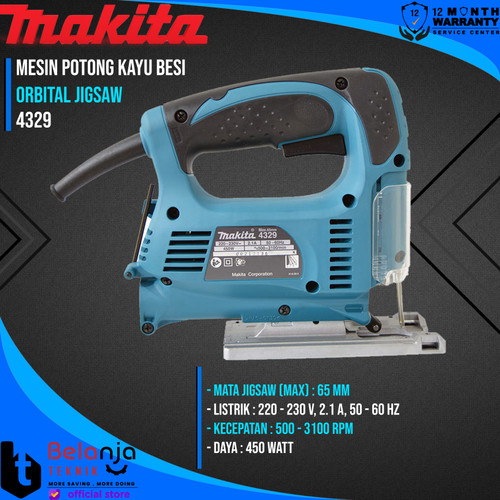 Makita Mesin Orbital Jigsaw 4329 450 watt POTONG KAYU BESI JEPANG