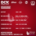 DCK Mesin Impact Wrench Baterai KDPB298 Z 1/2 Inch Cordless Brushless 20V KDPB 298 Z KDPB298Z