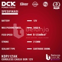 DCK Mesin Tembak Sealant Silikon KDPJ12 Z Cordless Caulk Gun Caulking KDPJ 12 KDPJ12Z 12V Unit Only 12 V