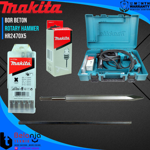 Makita Mesin Bor BETON HR 2470 X5 HR2470X5 ROTARY HAMMER SDS 780 WATT