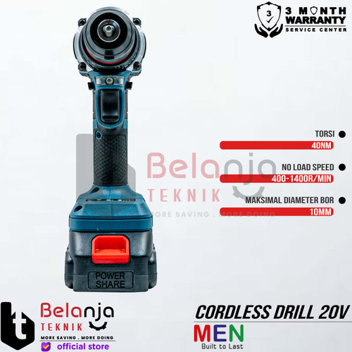 Men Mesin Bor Baterai CID5504T Impact Drill Cordless 20V Brushless 10 MM