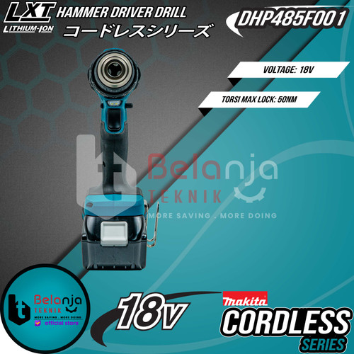 Makita Mesin Bor Cordless Brushless DHP485 F001 18V Hammer Driver Drill 18 Volt DHP485F001 DHP 485 F001
