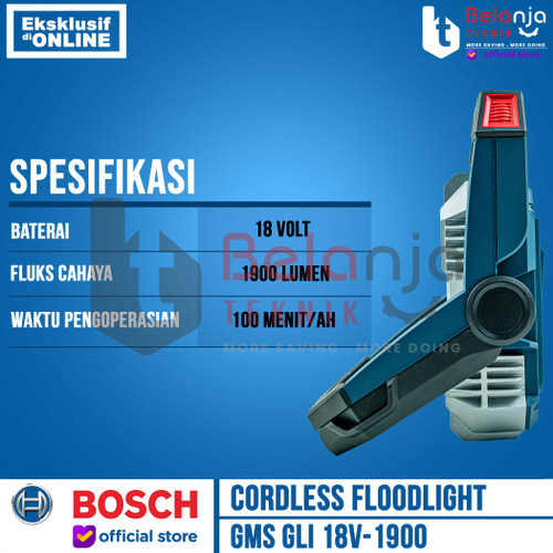 Bosch Senter Lampu Sorot Baterai GLI 18V-1900 C Floodlight Cordless Unit Only