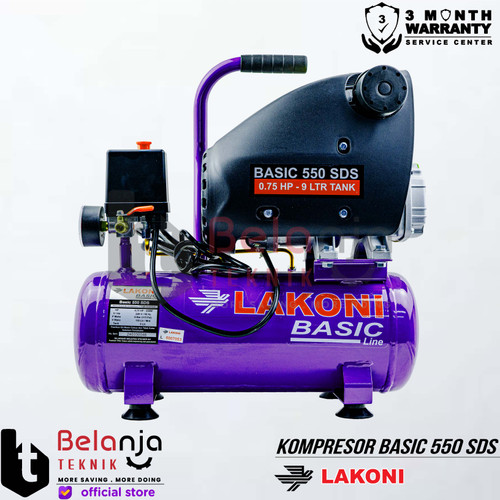 Lakoni Mesin Kompressor Angin Portable 0.75 HP BASIC 550 SDS Air Compressor 9 Liter