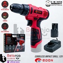 Edon Mesin Bor Impact Drill ED3-1210 Mesin Bor Baterai 12V 10MM RED