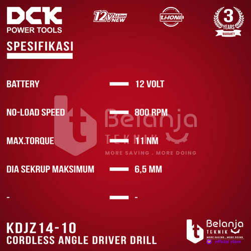 DCK Angle Driver Drill Cordless KDJZ14-10 Mesin Bor Sudut Baterai Unit Only