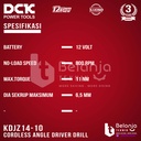 DCK Angle Driver Drill Cordless KDJZ14-10 Mesin Bor Sudut Baterai Unit Only