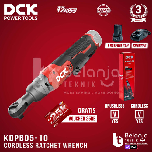 DCK Ratchet Cordless KDPB05-10EK Rachet Sock Wrench 12V Socket Sok 3/8 1 Baterai