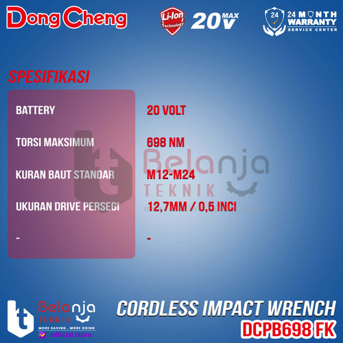 Dongcheng Impact Wrench Cordless DCPB698FK 1/2 Inch Mesin Pembuka Baut Baterai 20V DCPB 698 FK DCPB698 FK