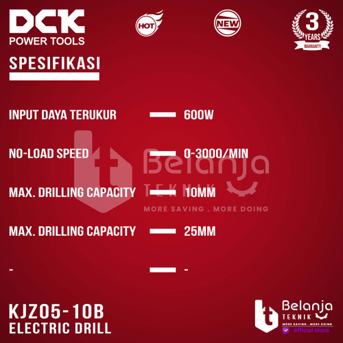DCK Mesin Bor Tangan Listrik 10MM KJZ05-10B Electric Drill 600 Watt 10 MM KJZ 05-10B