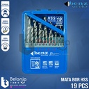 Benz Mata Bor HSS Set 19 Pcs Mata Bor Besi Drill Bits Set 19 Pcs HSS