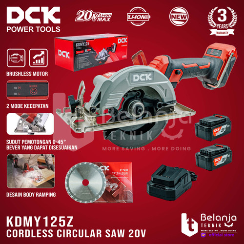 DCK Mesin Circular Saw Cordless KDMY125Z Sirkel Kayu 125MM SET 2x 4 AH