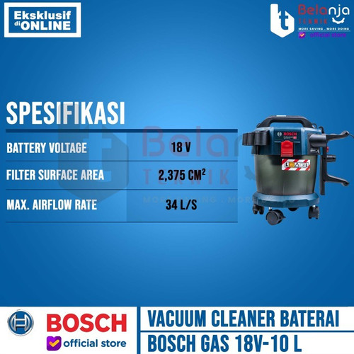 Bosch Mesin Sedot Debu Cordless GAS 18V-10 L + Set Baterai 18V  2x 4AH