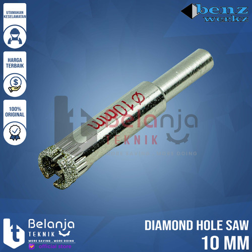 Benz Diamond Hole Saw 10mm Cutter Mata Bor Kaca Granit Keramik Holesaw