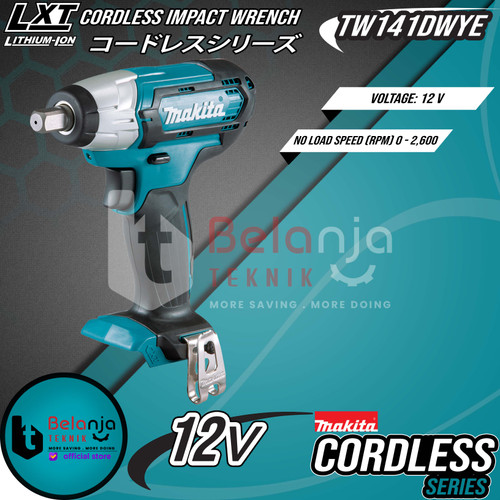 Makita Mesin Pembuka Baut Baterai 12V TW141DWYE Cordless Impact Wrench