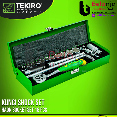 Tekiro Kunci Shock Set 6 - 22 mm 12 PT 3/8" Socket 18 Pcs 12 PT 6-22mm