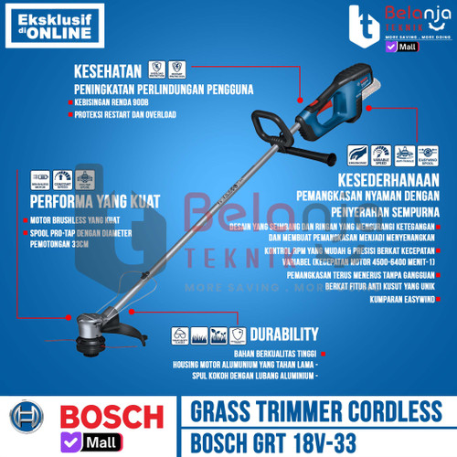 Bosch Mesin Potong Rumput Baterai GRT 18V-33 Grass Trimmer Cordless 18 Volt Unit Only
