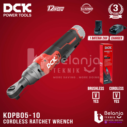 DCK Ratchet Cordless KDPB05-10EK Rachet Sock Wrench 12V Socket Sok 3/8 1 Baterai