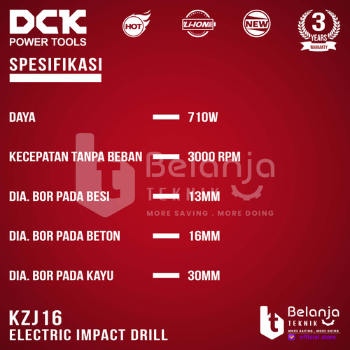 DCK Mesin Bor Tangan Tembok 16MM KZJ16 Impact Drill 710 Watt 16 MM KZJ 16
