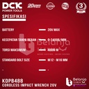 DCK Impact Wrench Baterai 1/2 In KDPB488 Pembuka Baut Unit Only 20V