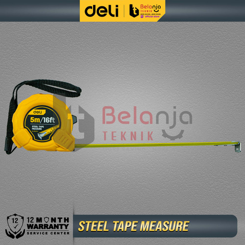 Deli Tape Measure 5 Meter Meteran 5m Alat Ukur Elastis Pengunci Manual