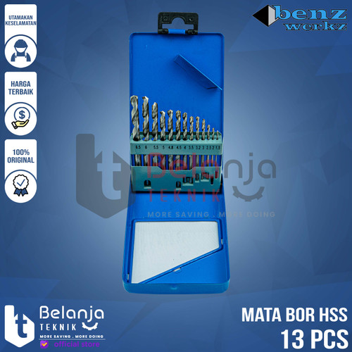 Benz Mata Bor Besi Set 13 Pcs HSS 1 - 6.5 mm Drill Bit Set 13 Pcs HSS
