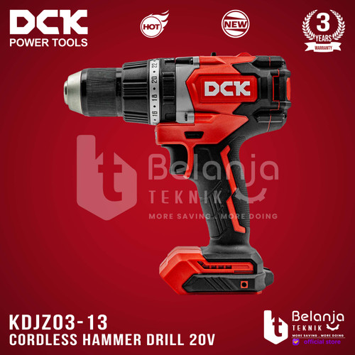 DCK Cordless Hammer Drill KDJZ03-13Z 20V Bor Impact Baterai Set 2x 2AH