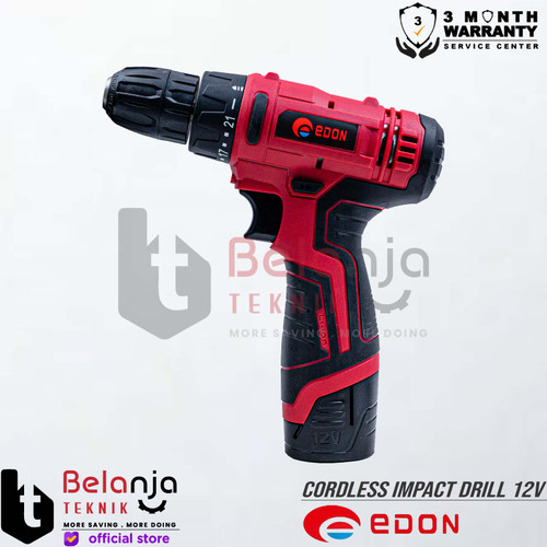 Edon Mesin Bor Impact Drill ED3-1210 Mesin Bor Baterai 12V 10MM RED