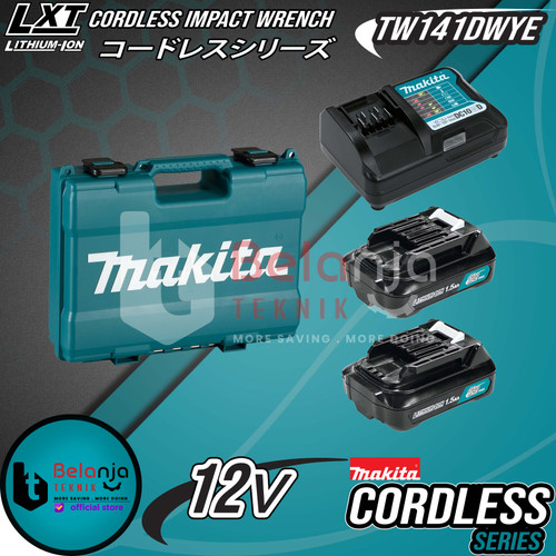 Makita Mesin Pembuka Baut Baterai 12V TW141DWYE Cordless Impact Wrench
