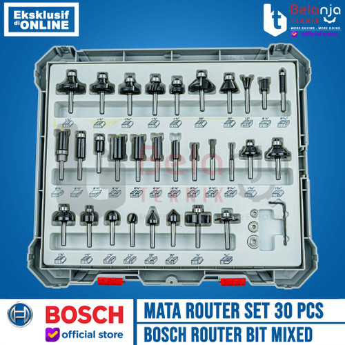 Bosch Router Bit Set Mixed 30 Pcs 1/4 Inch Shank Mata Profil Trimmer