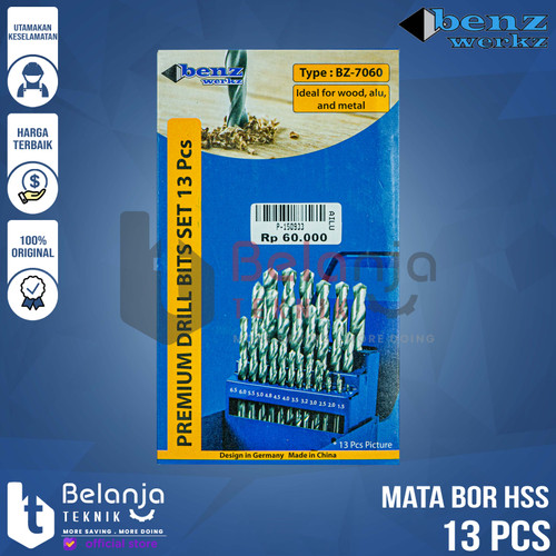 Benz Mata Bor Besi Set 13 Pcs HSS 1 - 6.5 mm Drill Bit Set 13 Pcs HSS