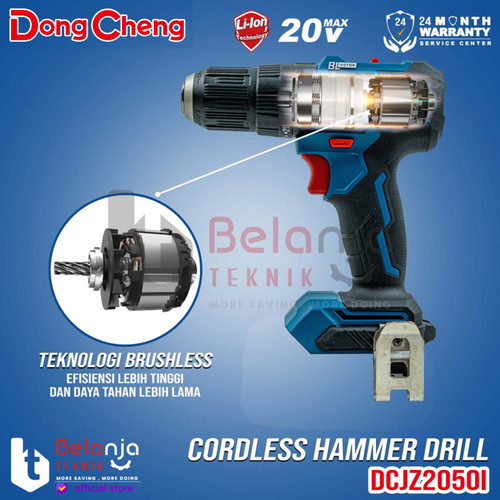 Dongcheng Cordless Hammer Drill DCJZ2050iZ 20V Bor Impact Baterai 13MM