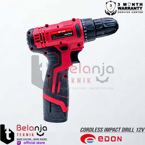 Edon Mesin Bor Impact Drill ED3-1210 Mesin Bor Baterai 12V 10MM RED