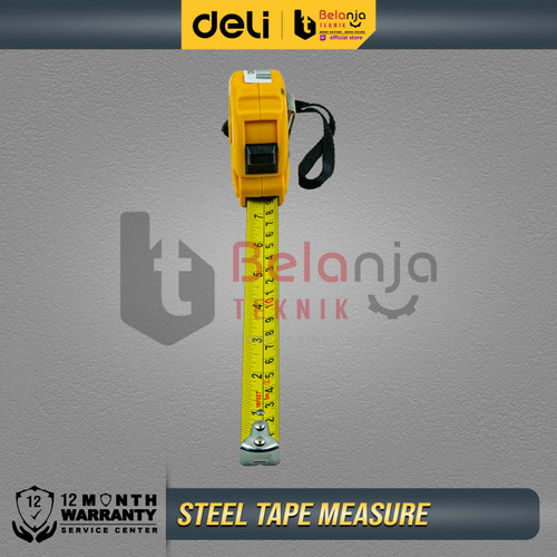 Deli Tape Measure 5 Meter Meteran 5m Alat Ukur Elastis Pengunci Manual