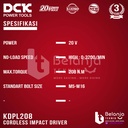 DCK Mesin Bor Obeng Baterai KDPL208 EM 20V KDPL208EM Impact Driver Cordless KDPL 208