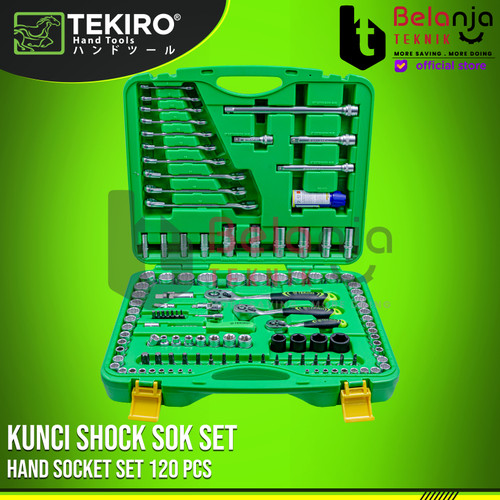Tekiro Mata Shock Socket Set 12 PT 120 Pcs 1/4"-3/8"-1/2" Tool Kit Set