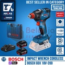 Bosch Mesin Impact Wrench Cordless GDX 18V-200 Charger Baterai X2 18V