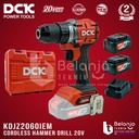 DCK Cordless Hammer Drill KDJZ2060iEM 20V Bor Impact Baterai Set2 4 AH