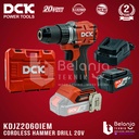 DCK Cordless Hammer Drill KDJZ2060iEM 20V Bor Impact Baterai Set 4 AH