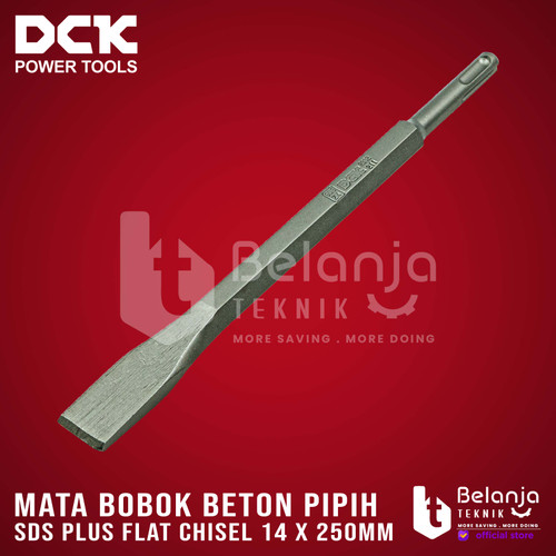 DCK SDS Plus Flat Chisel 14 x 250mm Mata Bobok Pahat Beton Tembok