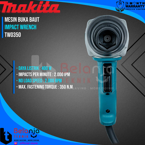 Makita Impact Wrench TW 0350 Mesin Buka Baut Mur 1/2" Inch TW0350 400W