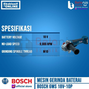Bosch Mesin Gerinda Baterai GWS 18V-10P Set Charger Battery 4Ah 18V