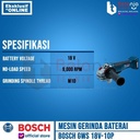 Bosch Mesin Gerinda Baterai GWS 18V-10P Set Charger Battery 4Ah 18V