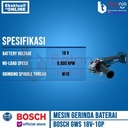 Bosch Mesin Gerinda Baterai GWS 18V-10P Set Charger Battery 2Ah 18V
